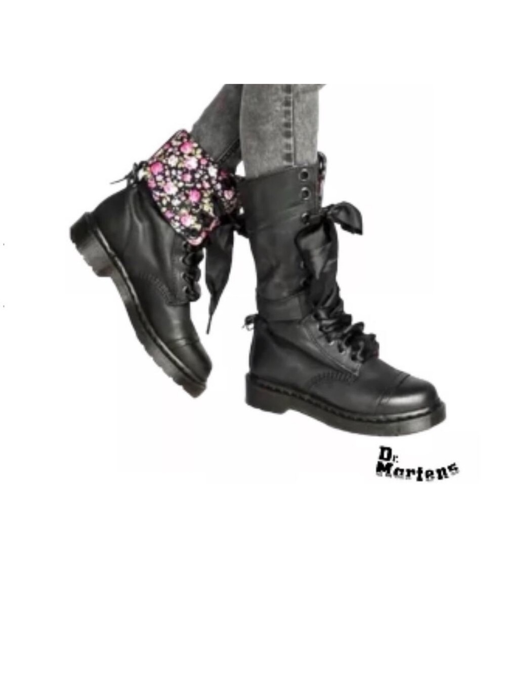 Dr. Martens Triumph 1914 Floral and Leather combat boot size US10/ UK8